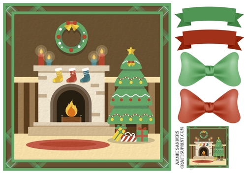 Christmas Scene 8x8 Cardfront & Embellishments