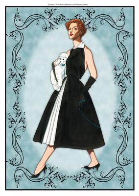 Beautiful Vintage Fashion Lady Dressed in Black & White