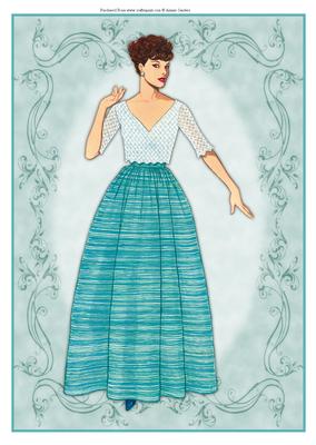 Beautiful Vintage Fashion Lady Dressed in Blue