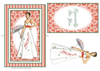 Beautiful Vintage Fashion Lady Spinner Card