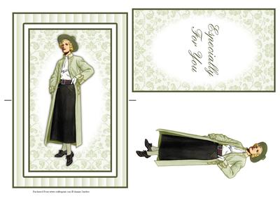 Beautiful Vintage Fashion Lady Spinner Card
