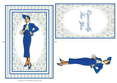 Beautiful Vintage Fashion Lady Spinner Card