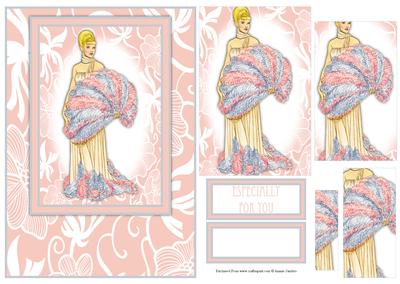 Beautiful Vintage Fashion Lady Card Front Kit
