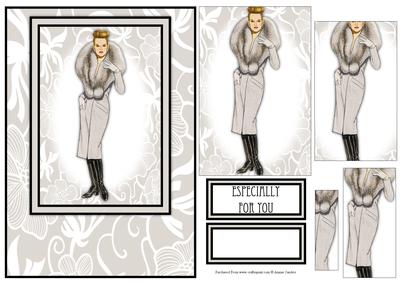 Beautiful Vintage Fashion Lady Card Front Kit