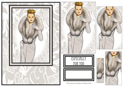 Beautiful Vintage Fashion Lady Card Front Kit