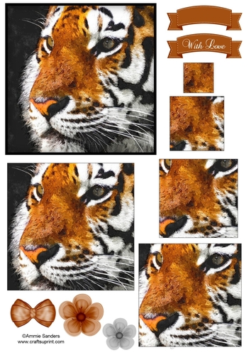 Watercolour Tiger Topper , Pyramid Layers & Embellishments