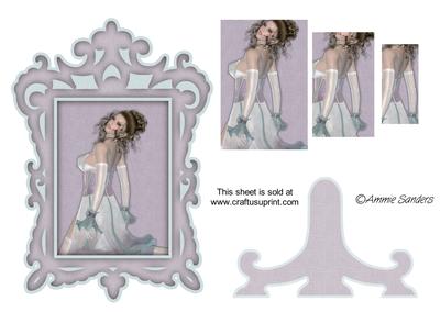 Beautiful Lady in Purple & Blue Frame & Stand