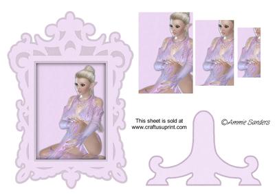 Beautiful Lady in Purple Frame & Stand