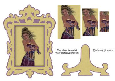 Beautiful Ethnic Lady in Purple & Gold Frame & Stand