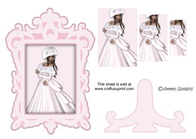 Beautiful Lady in Pink Frame & Stand