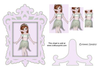 Pretty Little Girl in Green Frame & Stand