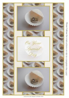2 Wedding Rings in a Oyster Shell 3 Panel Fold Back