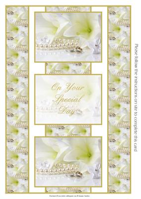 Wedding Rings, Pearls & Flowers 3 Panel Fold Back