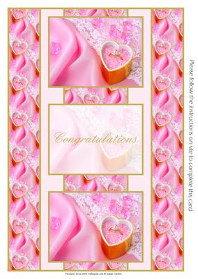 Ring in a Gold Ring Box Surrounded by Pink 3 Panel Fold Back