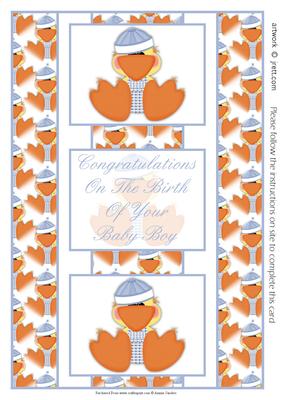 Cute Little Duck Baby Boy 3 Panel Fold Back