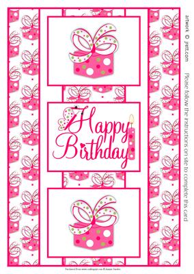 Pink Present Birthday 3 Panel Fold Back