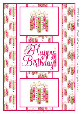 Funky Candles Birthday 3 Panel Fold Back