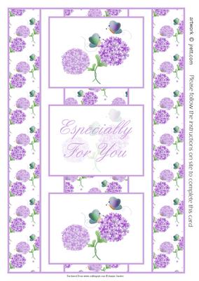 Sweet Little Butterflies & Purple Flowers 3 Panel Fold Back