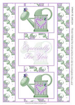 Sweet Little Butterfly on Watering Can 3 Panel Fold Back
