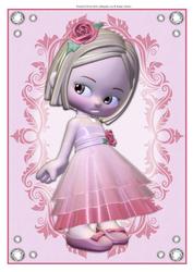 Cute Little Girl in Pink , Flourish Frame & Crystal Gems