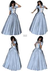 Beautiful Ladies Dressed in Blue Swirl Princess Dresses
