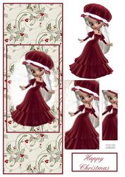 Christmas Girl in Red Over the Edge Card