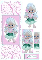 Sweet Little Hula Girl Vertical Fold Back Card