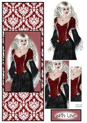 Gorgeous Goth Girl Vertical Fold Back Card