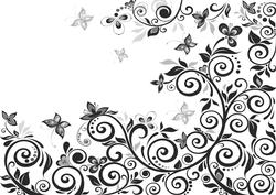 Flourishes & Butterflies Mono Shade A4 Backing Paper