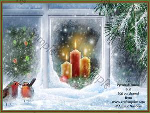 Robins at the Christmas Window A4 Tunnel/pyramid Card Kit