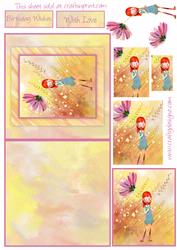 Little Girl Holding Flower 5x5 Card Kit