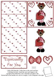 Cute Teddy Holding a Heart 5 Minute Easel Card