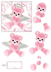Pink Angel Teddy Step by Step Decoupage Mix N Match