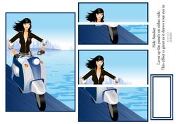 Carefree Lady Out on Her Scooter Stacker Card