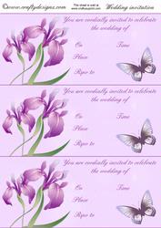 Lilac Butterflies and Flowers Wedding Invitations