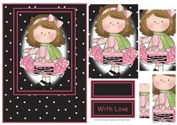 Le Chic Girl in Pinks & Greens Card Front & Pyramid