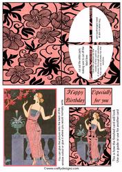 Art Deco Lady Window Card Kit 2