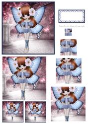 Blue Flutterby Fairy Pyramid Decoupage Mix N Match