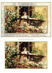 Lady on Her Flower Covered Balcony Card Front