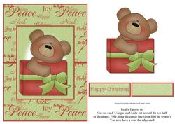 Christmas Teddy with Xmas Present Over the Edge Card