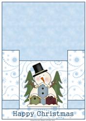 Cute Snowman with Bird Housees Stagger Fold Card