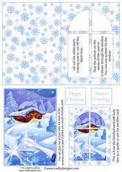 Christmas Winter Log House Window Card Kit