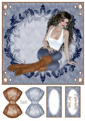 Gorgeous Lady in Denim 8x8 Topper