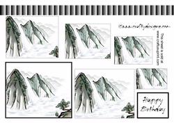 Oriental Mountain Scene Pyramid