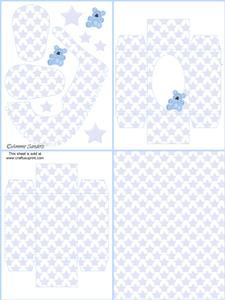 Blue Stars & Teddy Baby Shoe & Box Kit