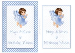 Cute Blue Angel Child Birthday Card Front