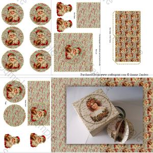 Christmas Santa on Sentiment Background 3D Bauble & Gift Box