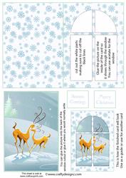 Whimsical Raindeers Window Card Kit