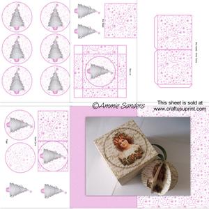 Contempory Pink Christmas Tree 3D Bauble & Gift Box Kit