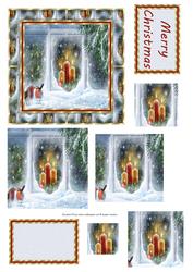 Robins at the Christmas Window 3D Pyramid
